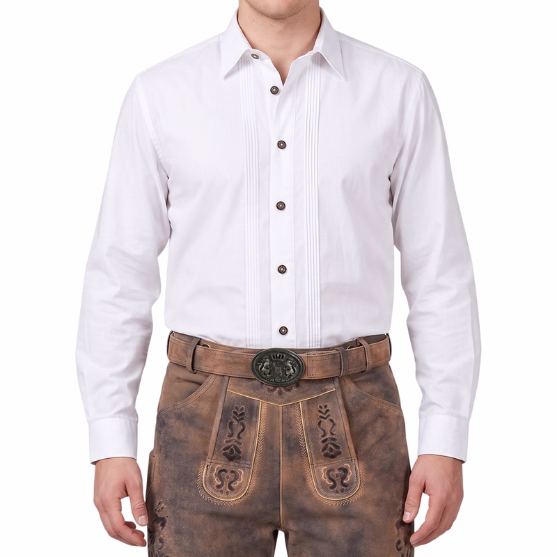 Traditional shirt with tucks long sleeve white