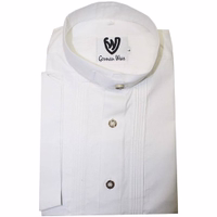 Men Cotton shirt white Tailored in fine fabric with rear pleats and sleek black buttons, this German wear epitomizes traditional charm. Ideal for classic Trachten attire, suitable for any occasion.