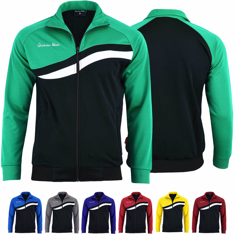 Herren-Sporttrainingsjacke Vorder- und Rückansicht der Herren-Sportjacke in Grau aus atmungsaktivem Polyester mit Polokragen, langen Ärmeln und elastischen Bündchen – entwickelt für Workouts und Fußballtraining. Jetzt online kaufen!