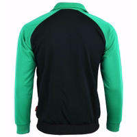 Rückansicht der Herren-Sportjacke in Grün aus strapazierfähigem Polyester mit doppellagigem Fleece und ergonomischem Schnitt – garantiert Bewegungsfreiheit und Wärme beim Laufen, Fußball oder Training. Jetzt sichern!