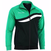Seitenansicht der Herren-Sportjacke in Grün mit schmaler Passform aus Polyester, langen Ärmeln, Polokragen und Fleece-Futter – bietet maximale Flexibilität für Fußballtraining oder Workouts. Jetzt kaufen!