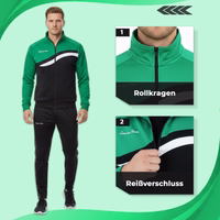 Grün Trainingsjacke für Herren mit Rollkragen und Frontreißverschluss
