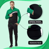 Grün Trainingsjacke für Herren mit zwei seitlichen Reißverschlusstaschen