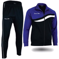 STRIKER Men's Track Suit with purple/black zip jacket and black pants. White wave stripe and "German Wear" text on front.
