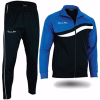 STRIKER Men's Track Suit with blue/black zip jacket and black pants. White wave stripe and "German Wear" text on front.
