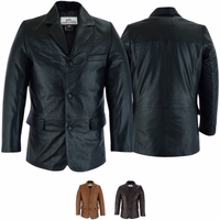 Men's leather blazer Leather jacket made to measure The Black premium Men's blazer Leather Blazer. Trend501J Very soft material, made from the finest lamb nappa leather, this custom-made jacket offers high comfort and style. Available in dark brown, black, and caramel. Great design