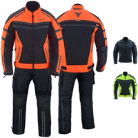 BULLDT Motorrad-Textilanzug für Herren Vorder und Rückansicht des BULLDT Herren Motorrad Textil Neon Orange Anzugs aus Cordura mit atmungsaktivem Mesh, CE Protektoren, reflektierenden Elementen und ergonomischem Sitz jetzt kaufen