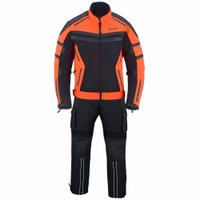 BULLDT Motorrad-Textilanzug für Herren Vorderansicht des BULLDT Herren Motorrad Textil Neon Orange Anzugs gefertigt aus Cordura 600D mit Mesh Belüftung, CE geprüften Protektoren, reflektierenden Details und verstellbarer Taille online kaufen