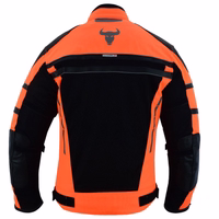 BULLDT Motorrad-Textilanzug für Herren Rückansicht der BULLDT Herren Motorrad Textil Neon Orange Jacke gefertigt aus Cordura mit Mesh Panels, CE Rückenprotektoren, reflektierenden Paspeln und ergonomischer Taille für Fahrer online kaufen