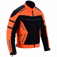 BULLDT Motorrad-Textilanzug für Herren Seitenansicht der BULLDT Herren Motorrad Textil Neon Orange Jacke mit atmungsaktivem Mesh, CE geprüften Protektoren, Cordura Material und reflektierenden Sicherheitselementen jetzt kaufen
