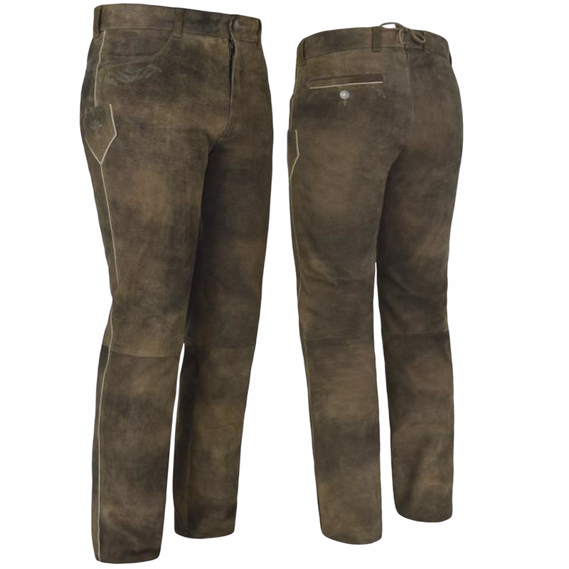 Trachten Herren Lederhose Traunreut 253-H Lange Hose Ziegenvelour