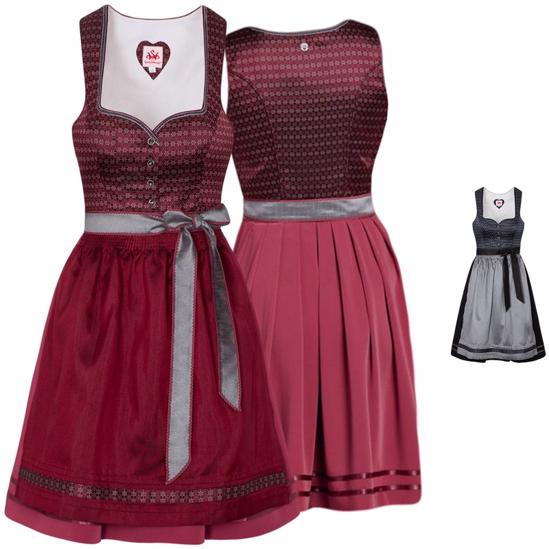 Wiga 2-teiliges Midi-Dirndl Kleid Dirndl Trachtenkleid Rocklänge 55cm