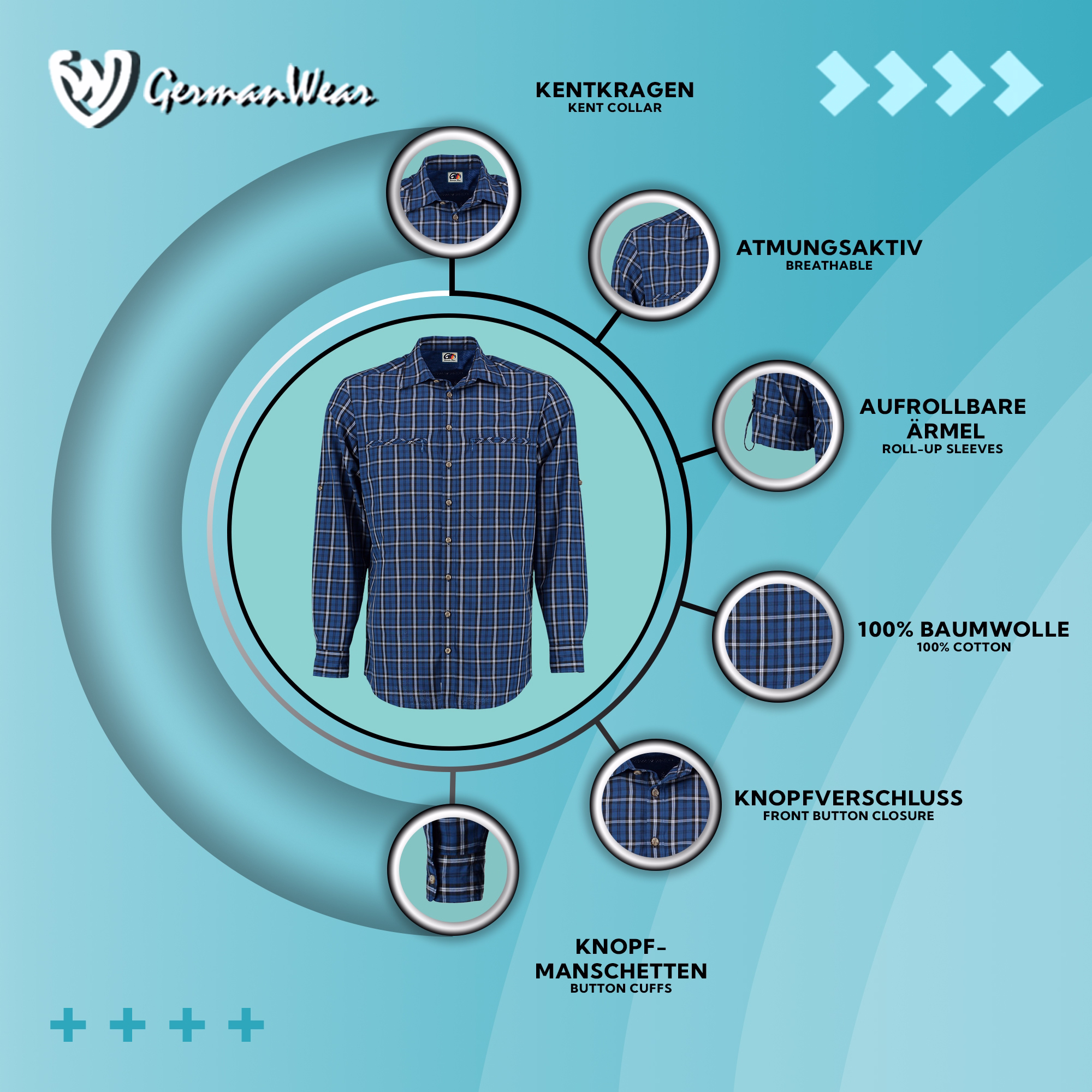 Entdecken Sie dieses dunkelblaue Jagdhemd mit Kentkragen, atmungsaktivem Gewebe aus 100 % Baumwolle und Krempelärmeln. Mit durchgehender Knopfleiste und geknöpften Manschetten vereint es Praktikabilität und Stil – abgerundet durch eine wunderschöne Hirschs
