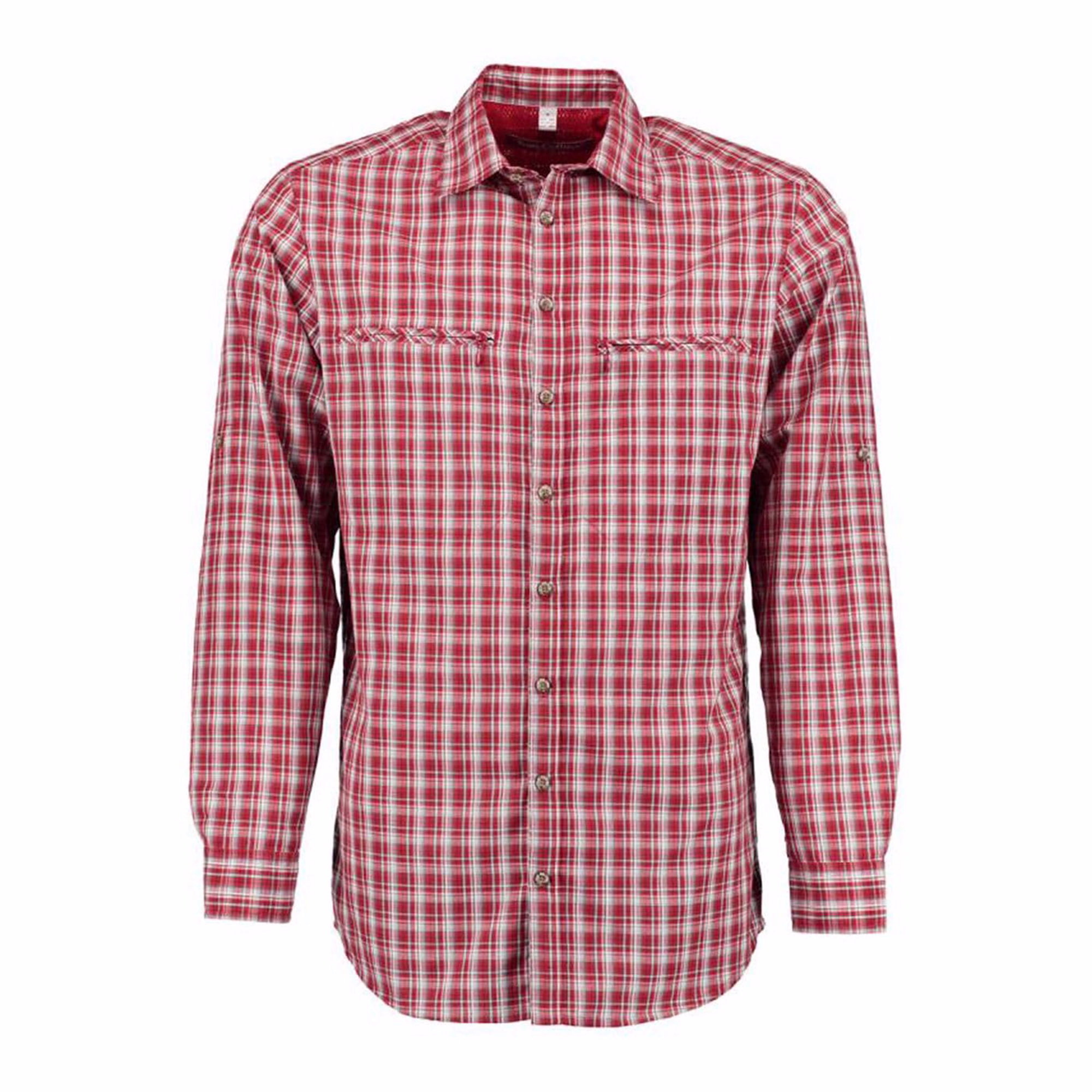Herren Klassisches Traditionelles Jagdhemd Vorderansicht Herren Klassisches Rotes Traditionelles Jagdhemd Langarm Outdoor Freizeithemd mit Haifischkragen und geknöpften Manschetten Aus bequemem Polyesterstoff Traditionelles Jagdhemd online kaufen