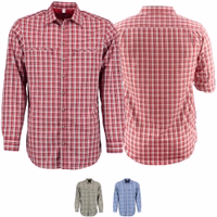 Men's ClassicTraditional Hunting Shirt Front and Back view of Red Traditional Hunting Shirt Long Sleeve All Season Outdoor Casual Shirt with Shark Collar and Carded Sleeves Comfortable Polyester Fabric with Pockets German Style Buy Hunting Shirt Online