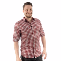 Men's ClassicTraditional Hunting Shirt Front View of Carded Sleeves Red Traditional Shirt Long Sleeve Lightweight All Season Hunting Shirt with Pockets High Quality German Style Hunting Wear for Men Comfortable Outdoor Shirt Buy Hunting Shirt Online Get Now