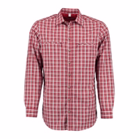 Men's ClassicTraditional Hunting Shirt Front view of Men's classic Red traditional hunting shirt long sleeve outdoor casual shirt with shark collar and carded cuffs made from comfortable polyester fabric buy traditional hunting shirt online