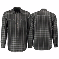 Front &rear view of Men's Hunting Shirt in a deep, dark green. Showcasing its blend of classic and modern design. With its long sleeves and Performance Hunting Shirt construction, this piece offers a Regular Fit that combines comfort with functionality.