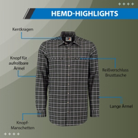 Men's hunting long sleeve shirt A men’s hunting shirt featuring a Kent collar, designed with button cuffs and roll-up sleeves for versatility. The shirt includes long sleeves and a practical zippered chest pocket for secure storage.