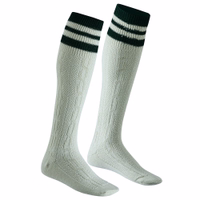 Bayerische Traditionssocken mit elegantem Zopfmuster Vorder- und Rückansicht bayerischer Traditionssocken in natürlichem Grün mit elegantem Zopfmuster. Über-knielang, schimmernder Glanz, hochwertige Baumwollmischung. Ideal zu Lederhosen, beim Oktoberfest und für traditionelle Trachten.