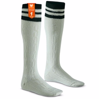 Bayerische Traditionssocken mit elegantem Zopfmuster Paaransicht traditioneller bayerischer Socken mit elegantem Zopfmuster. Über-das-Knie-Länge, leichter schimmernder Glanz und hochwertige Baumwollmischung. Perfekt für Lederhosen und authentische Trachtenoutfits.