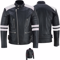 Lederrock maßanfertigung Maßgeschneiderte nach Mass Trend452R Herren-Motorradjacke in den Farben Schwarz/Grau mit Schulter-, Ellbogen- und Rückenprotektoren sowie 2 versteckten Reißverschlusstaschen vorne und einer Innentasche, die in einer weiteren Grundfarbe angeboten wird.