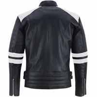 Lederrock maßanfertigung Maßgeschneiderte nach Mass Trend452R Herren-Motorradjacke in schwarz/grau Farbe Rückansicht Design, Diese Jacke ist am Ende des Reißverschlusses mit Knöpfen geschlossen, es ist mit Armen, Schulter, Ellbogen, & Rücken-Protektoren ausgestattet.