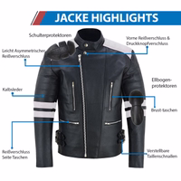 Lederrock maßanfertigung Maßgeschneiderte nach Mass Trend452R Herren-Motorradjacke in schwarz/roter Farbe Rückansicht Design, Diese Jacke ist am Ende des Reißverschlusses mit Knöpfen geschlossen, es ist mit Armen, Schulter, Ellbogen, & Rücken-Protektoren ausgestattet.
