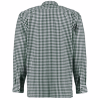 Back View of Checkered Trachten Shirt for Men Soft Cotton Dark green Traditional Lederhosen Shirt with Deer Embroidery Classic Collar Comfortable Orbis German Shirt Buy Traditional Shirt Online Shop Orbis Get