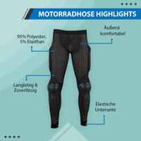 Motorradschutzhose Die schwarzen Motorrad-Schutzhosen, entwickelt für Motocross, BMX und Wintersport, mit Schutzeinlagen, elastischem Bund und gepunktetem Mesh-Muster für Luftzirkulation und langanhaltenden Komfort – jetzt sichern!