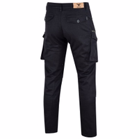 Rear view of men's motorcycle jeans that seamlessly combine safety and style. Designed for maximum road protection, these jeans feature carefully engineered fabric and construction for exceptional comfort.