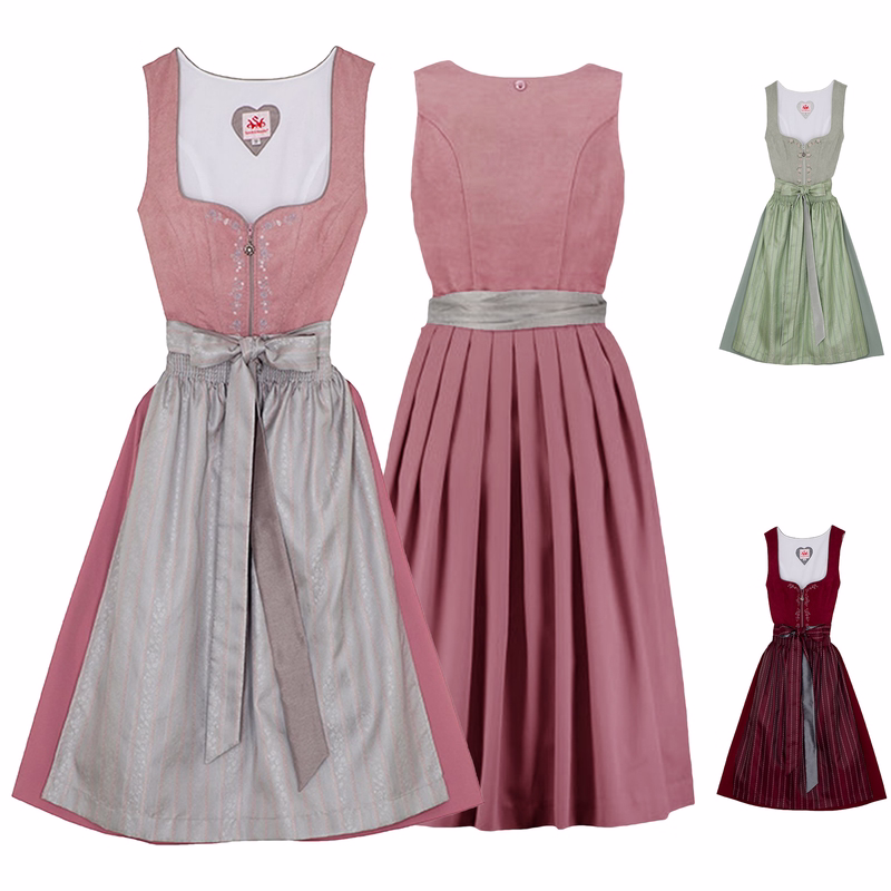 Spieth & Wensky Dirndl Daria Midi-Dirndl Kleid 2-teiliges Trachtenkleid Rocklänge 60cm