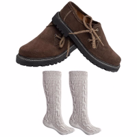 Herren Bayerische Trachtenschuhe mit Socken Dunkelbraune bayerische Traditionsschuhe mit Socken, handgefertigte Wildleder-Brogues, original handgenäht, Lederhosen-Schuhe mit Schnürverschluss und 40 cm kurzen Socken – bequem, authentische deutsche Tracht. Jetzt online kaufen!