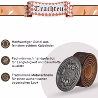 Traditioneller Herren-Ledergürtel Dunkelbraun traditioneller Herren-Ledergürtel mit schmaler Metallschnalle, handgefertigt aus Kalbsleder