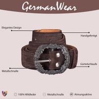 Herren Traditioneller Ledergürtel Innenansicht des traditionellen Herrengürtels in Dunkelbraun mit glatter Premium-Lederoberfläche, hochwertiger Naht und deutscher Handwerkskunst. Gefertigt für langlebiges Tragen mit elegantem, klassischem Design.