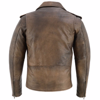 BULLDT Brando Mens Vintage Chopper Leather Jacket Back View 100 Percent Calfskin Motorcycle Jacket with Removable Inner Lining and Zipper Sleeve Top Rated Biker Jacket Fast Shipping Buy Now