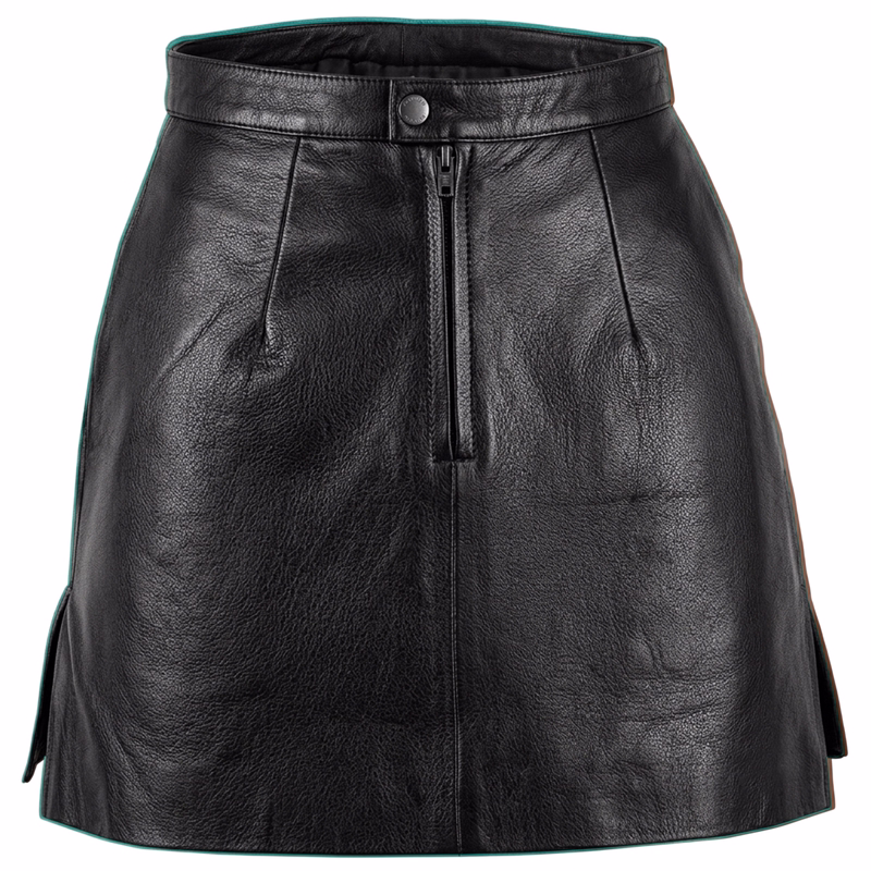 Trendy Mini Leather Skirt made of lamb nappa Business Skirt genuine leather