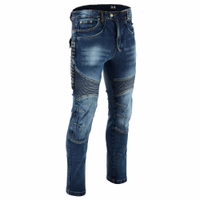 BULLDT Herren-Motorradjeans Seitenansicht der BULLDT Herren Motorradjeans Blau mit Stretch Zonen, atmungsaktivem Baumwollstoff und Protektoren die Flexibilität Stil und Schutz im Alltag bieten jetzt bestellen