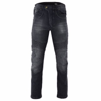 BULLDT Herren-Motorradjeans Vorderansicht der BULLDT Herren Motorradjeans Schwarz mit Reißverschluss, Knopfverschluss, Stretch Stoff und Protektoren für Hüfte und Knie die Komfort und Sicherheit bieten jetzt kaufen