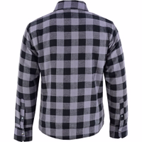 Herren Winterjacke Gefüttert Flanellhemd Graue Rückansicht des BULLDT Herren-Holzfällerhemds. Warmes, mit Fleece gefüttertes Flanellhemd aus atmungsaktiver Baumwolle, strapazierfähiges Workwear-Design und ergonomischer Outdoor-Winterschutz.