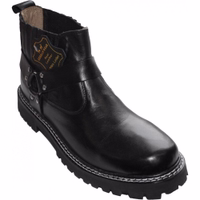 Herren Motorrad-Lederstiefel Herren Western-Motorrad-Lederschuhe – Vorderansicht, hochwertiges Rindsleder – glattes und langlebiges Leder mit Premium-Sohle – bequeme Biker-Stiefel für ultimative Fahrt – jetzt stilvolle und langlebige Schuhe kaufen!