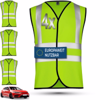 OMKA Sicherheitsweste, 4er-Pack Neongrün Sicherheitswesten im 4er-Set mit Hinweis auf europaweit nutzbar