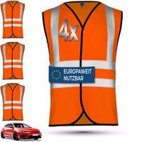 OMKA Sicherheitsweste, 4er-Pack Neonorange Sicherheitswesten im 4er-Set mit Hinweis auf europaweit nutzbar