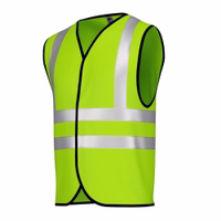 OMKA Sicherheitsweste, 4er-Pack Neongrün Sicherheitsweste mit reflektierenden silbernen Streifen, von der Seite dargestellt.