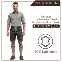 Herren Traditioneller Schwarzer Ledergürtel Herren in kompletter Tracht mit Text: Trachten Gürtel, Eleganter traditioneller Gürtel, Trachten Look, 100% Kalbsleder.