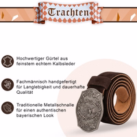 Herren Traditioneller Schwarzer Ledergürtel Herren-Traditionsledergürtel in Dunkelbraun mit Metallschnalle, 4 cm Breite, ohne Stickerei.