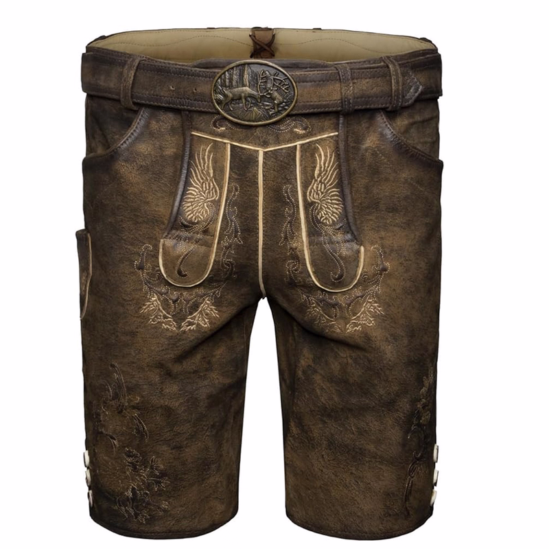 Fassing Trachten Lederhose Kurzhose Antik mit Gürtel