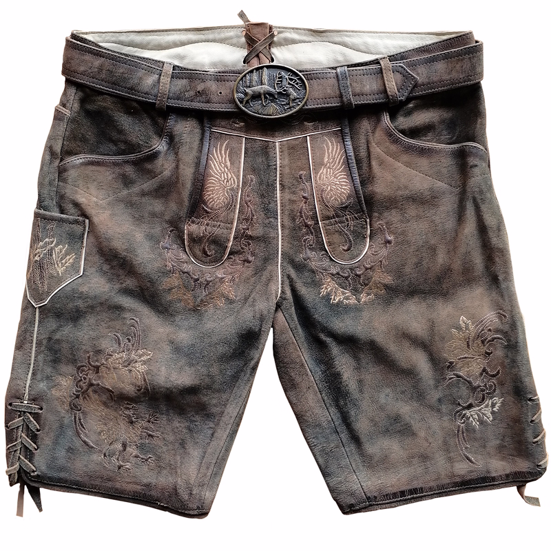 Finnland Trachten Lederhose Kurzhose Antik mit Gürtel