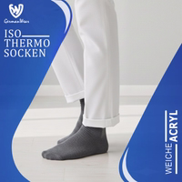 GermanWear label on thermal socks, packaging partially visible, German text readable