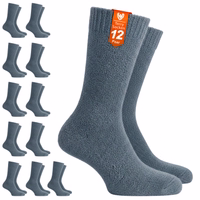 12er-Pack Frottee-Baumwollsocken in Dunkelgrau– ideal für bestimmte Aktivitäten oder kälteres Wetter. 12 Paar Frottee-Kuschelsocken in einer Packung, Text „Frotteesocken 12 Paar“ sichtbar
